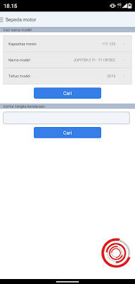 3. Sesuaikan Kapasitas mesin, Nama model, dan Tahun model. Atau kalian bisa menggunakan nomor rangka kendaraan supaya tidak salah model. Jika sudah tekan Cari