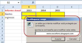 Modificar un rango de una hoja protegida de Excel.