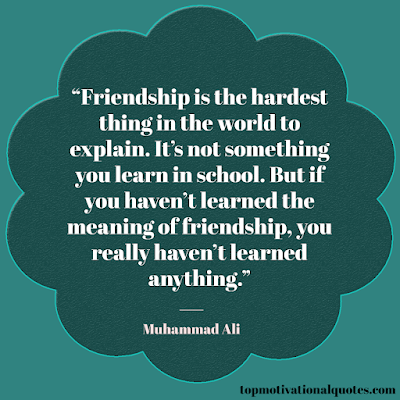 Friendship is the hardest thing in the world to explain by Muhammad ali