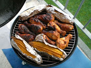 poulet à l'estragon, maïs cuit au barbecue