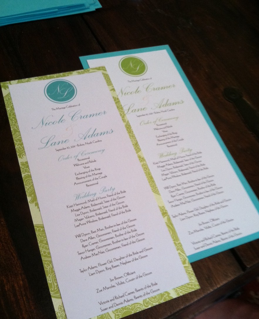 fall wedding programs