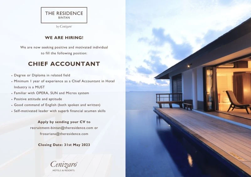 The Residence Bintan, luxury resort Jobs News May 2023
