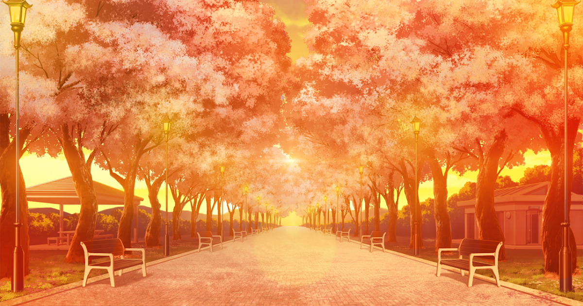 Anime Landscape: Sunset at the Park (Anime Background)