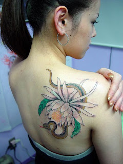 Snake And Flower Tattoos For Girls Back