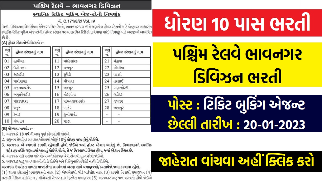 Western Railway Jobs Bhavnagar 2023 -