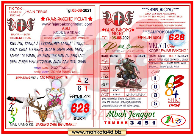 Syair Prediksi Fajar Pakong Melati Kamis, 05 - Agustus - 2021