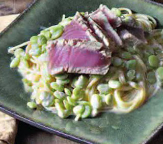 seared tuna and creamy lima bean pasta recipe