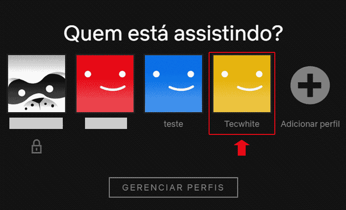 Tela de gerenciamento de perfis da Netflix