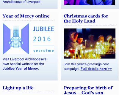 Screen-grab vignette from the Archdiocese of Liverpool official website showing the micro-site link to "Year of Mercy" (or perhaps "Year of Me"?) materials; as sourced on Monday, December 14th, 2015)