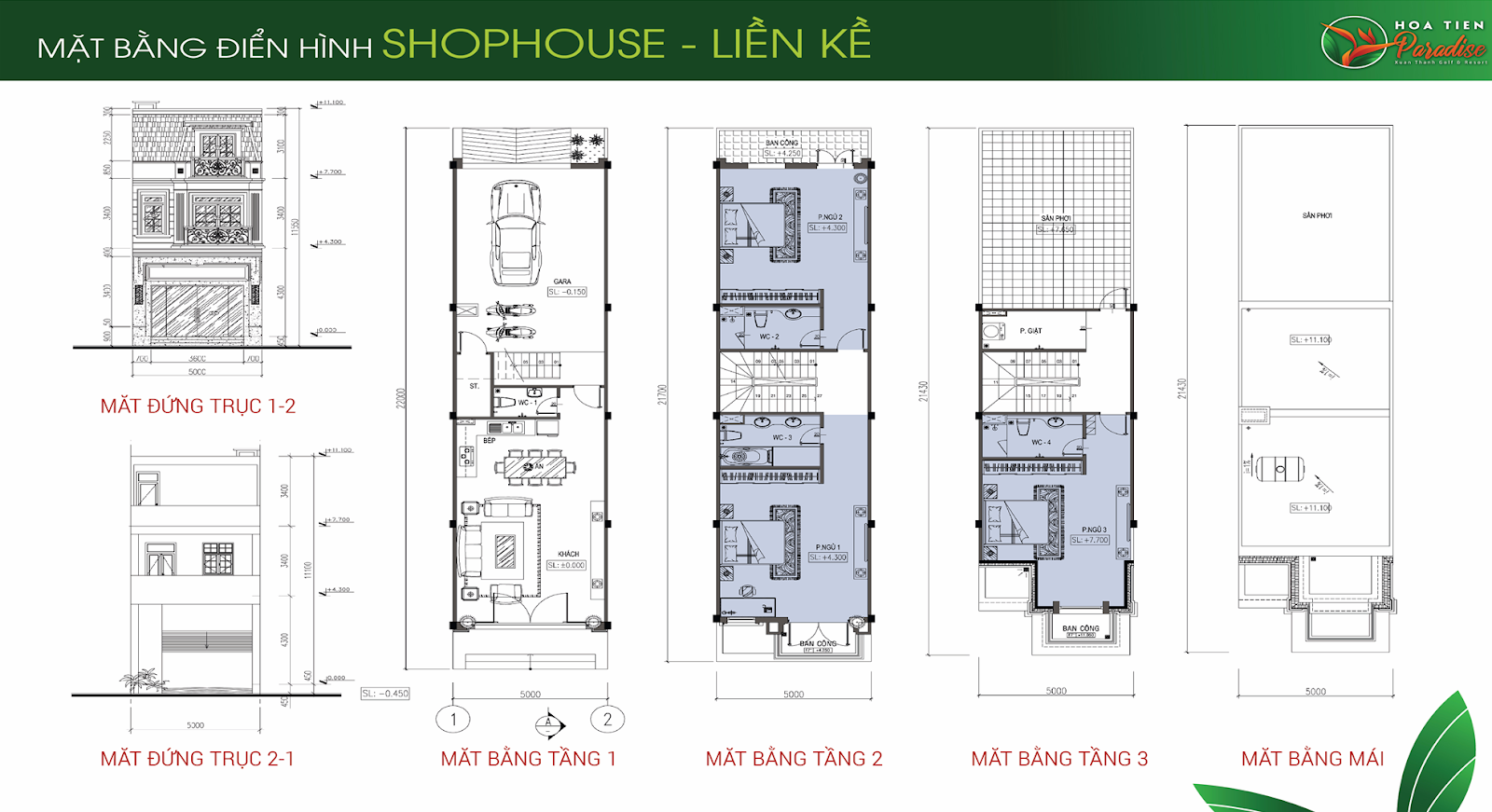 Mặt bằng shophouse Hoa Tiên Paradise