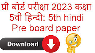 5th hindi Pre board paper