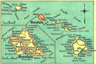 old map of hawaii with Honolulu insert