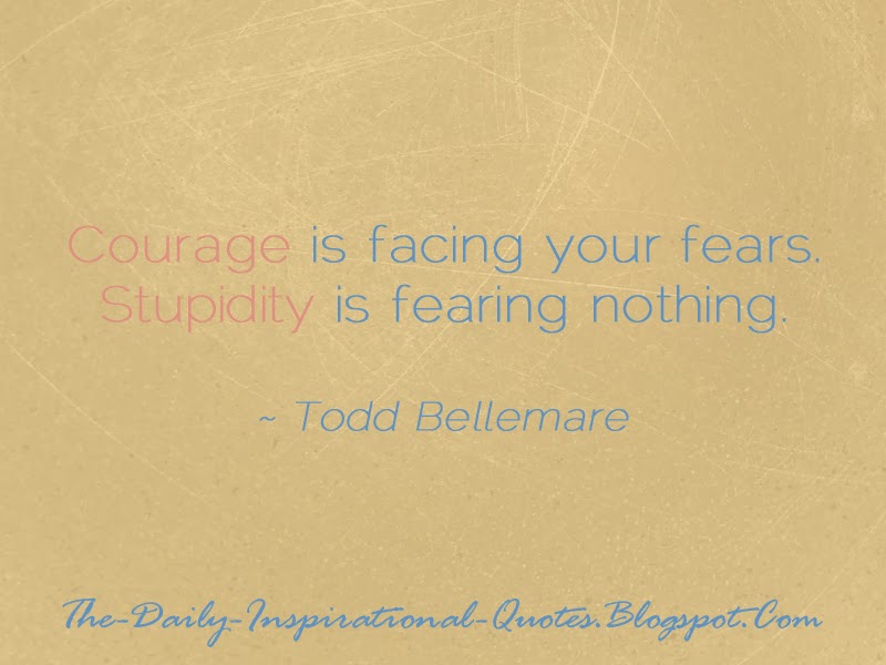 Courage is facing your fears. Stupidity is fearing nothing. - Todd Bellemare