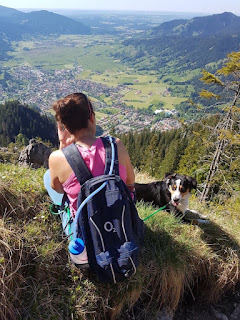 Bergwanderung mit Hund auf den Laber bei Oberammergau in den bayerischen Voralpen