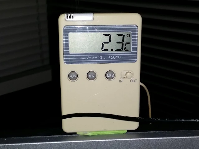 室外溫度量到2.3度低溫