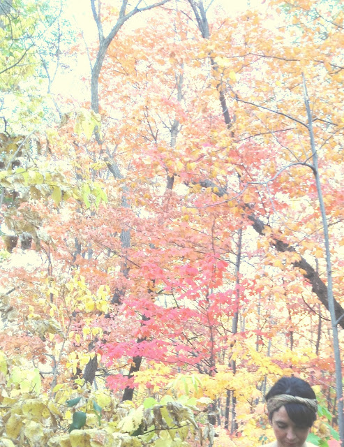 girl with headband in woods