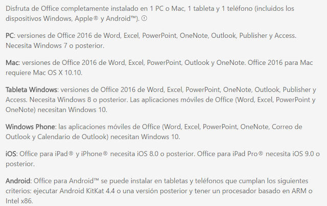 Características Office 365 Personal