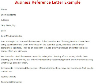 Business Reference Letter Example