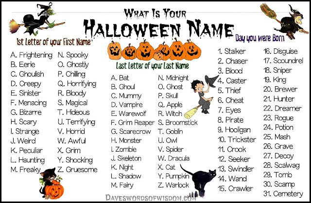 Daveswordsofwisdom com What Is Your Halloween  Name 