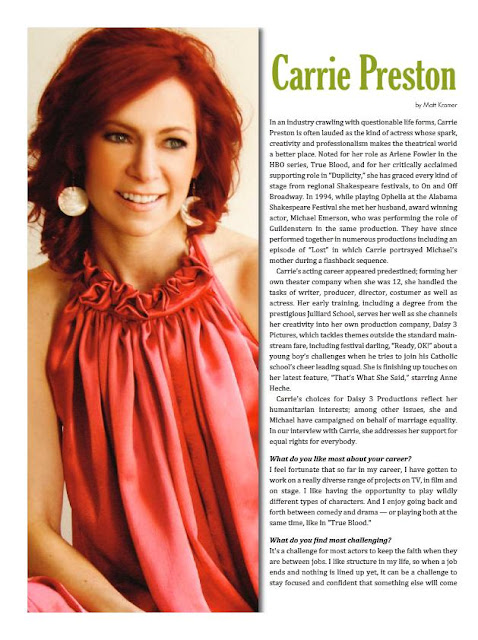 Carrie Preston wearing Jenny Dayco earrings