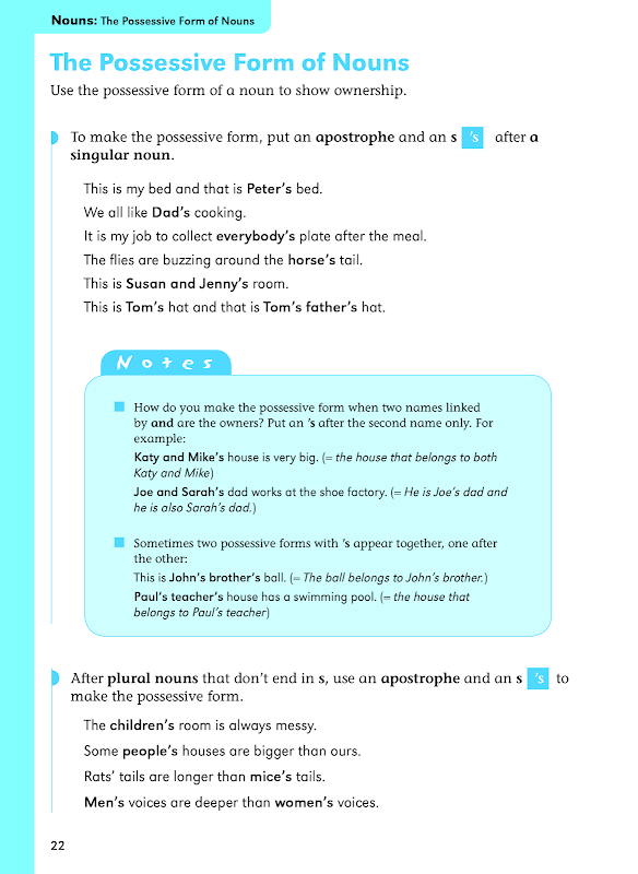 Grammar lesson on Nouns page 16