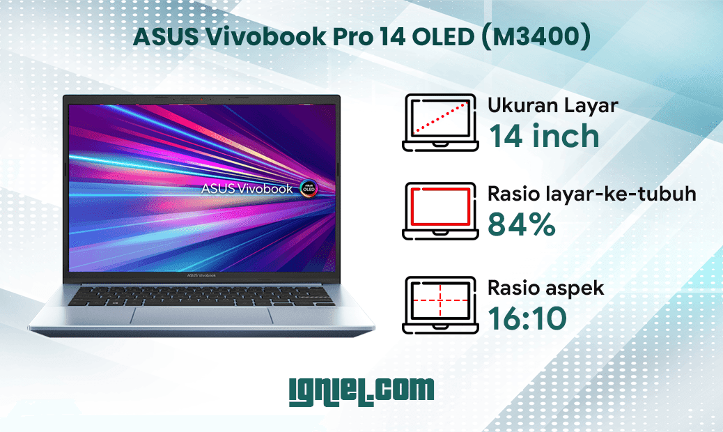 Layar ASUS Vivobook Pro 14 OLED (M3400)