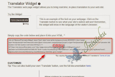 memasang widget bing translate bahasa di blog