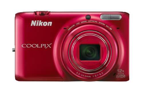 Nikon COOLPIX S6500 16 MP Digital Camera with 12x Zoom and Built-In Wi-Fi (Red)