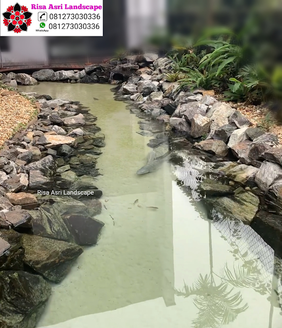 Risa Asri Landscape - Kolam Minimalis, Natural Koi Pond, Kolam Alami, Kolam Air Terjun/Mancur, Kolam Hias Batu Batuan