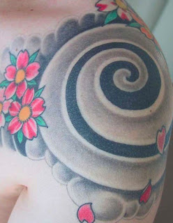 Flower and Tribal Tattoo Design in Side