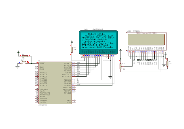 ATMega32 Simple Graphical LCD Interfacing Using A 128x64 GLCD