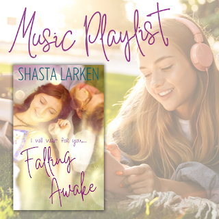 falling awake by shasta larken clean and wholesome romance books teen high school hockey sports coming of age coma unrequited love music playlist spotify audiobooks small town first love best friends rachelle vaughn