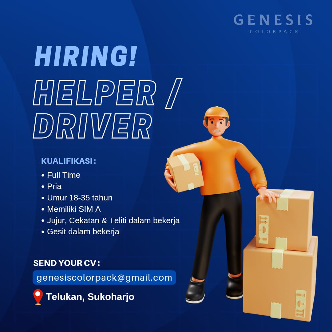 Loker Helper/Driver, Operator Sablon di Genesis Colorpack Sukoharjo