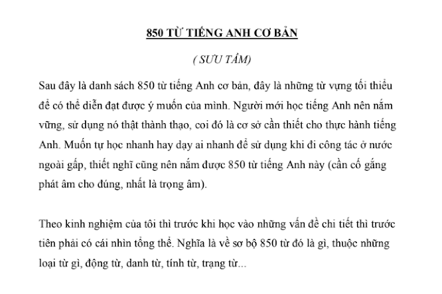 850 từ tiếng Anh cơ bản