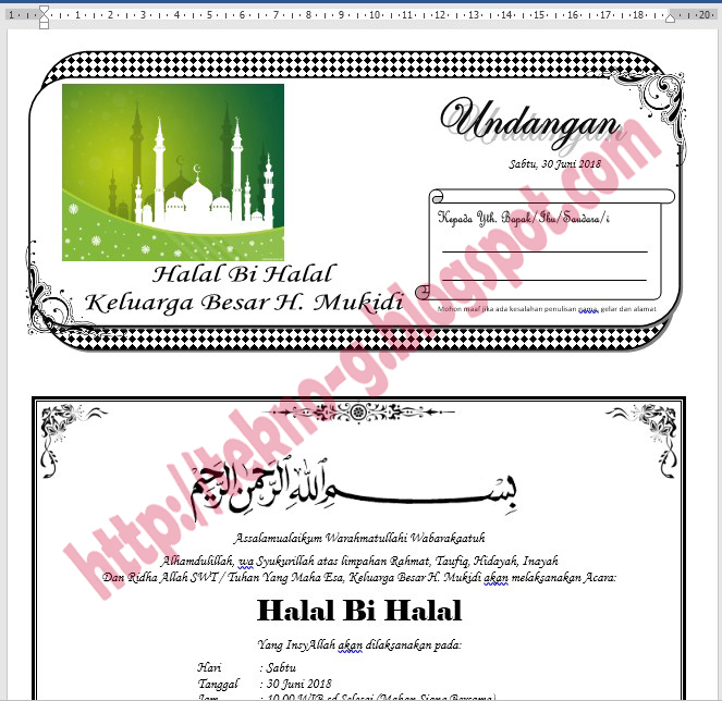 Download Contoh Undangan Halal Bi Halal Keluarga Format 