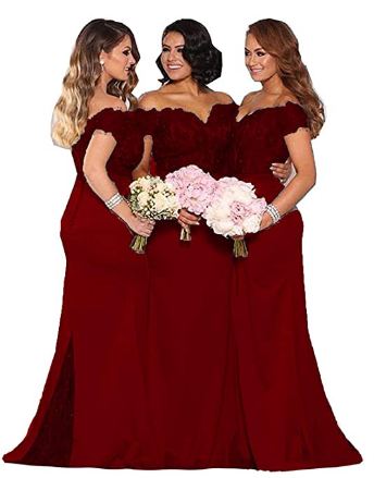 Women's Lace Bridesmaid Dresses Long 2021 Formal Mermaid - Maid of Honor Gowns