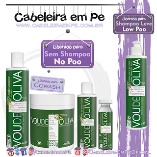 Condicionador, Máscara, Infusão e Óleo (Liberados para No Poo) e Creme para pentear (Liberado para Low Poo) Vou de Oliva - Griffus