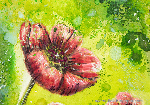 Layers of ink - Poppy Artist Trading Card Tutorial by Anna-Karin Evaldsson. Stamp with Simon Says Stamp Thoughtful Flowers stamp set.