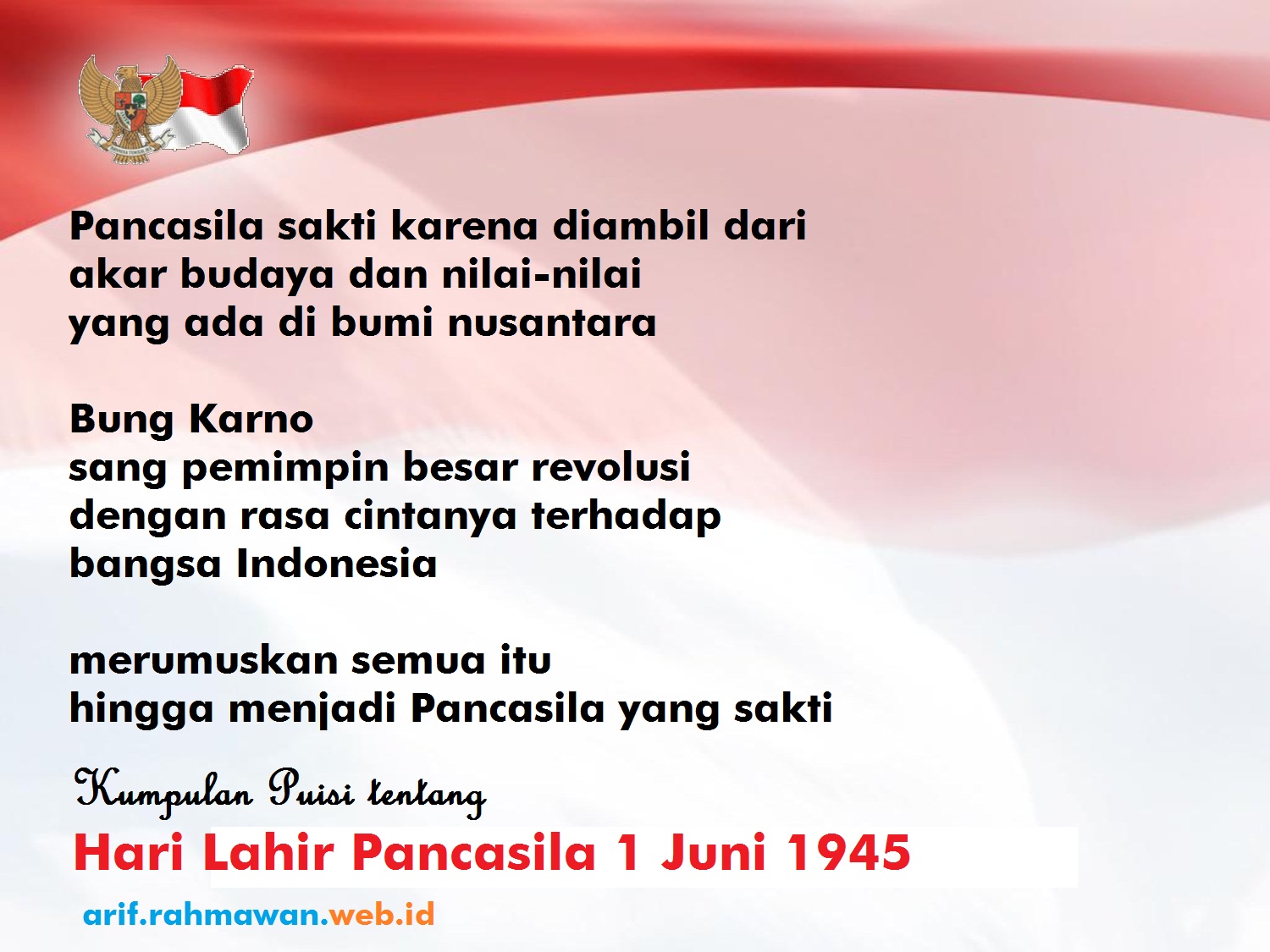 Kumpulan Puisi Hari Lahir Pancasila 1 Juni 1945 - 2017 