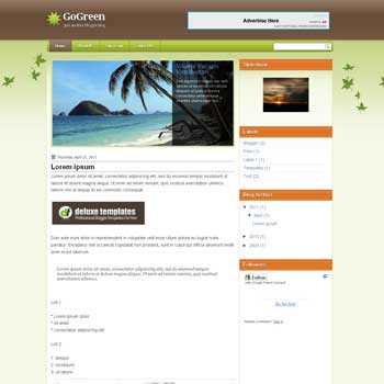 GoGreen blogger template. template blogger with image slideshow