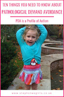 Pinterest pinnable image of toddler arms above head and ten things you need to know about pathological demand avoidance
