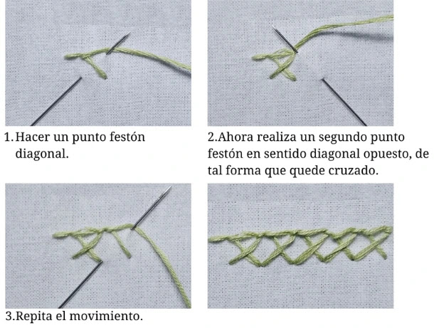 Punto Festón Cruzado (Crossed Blanket Stitch)
