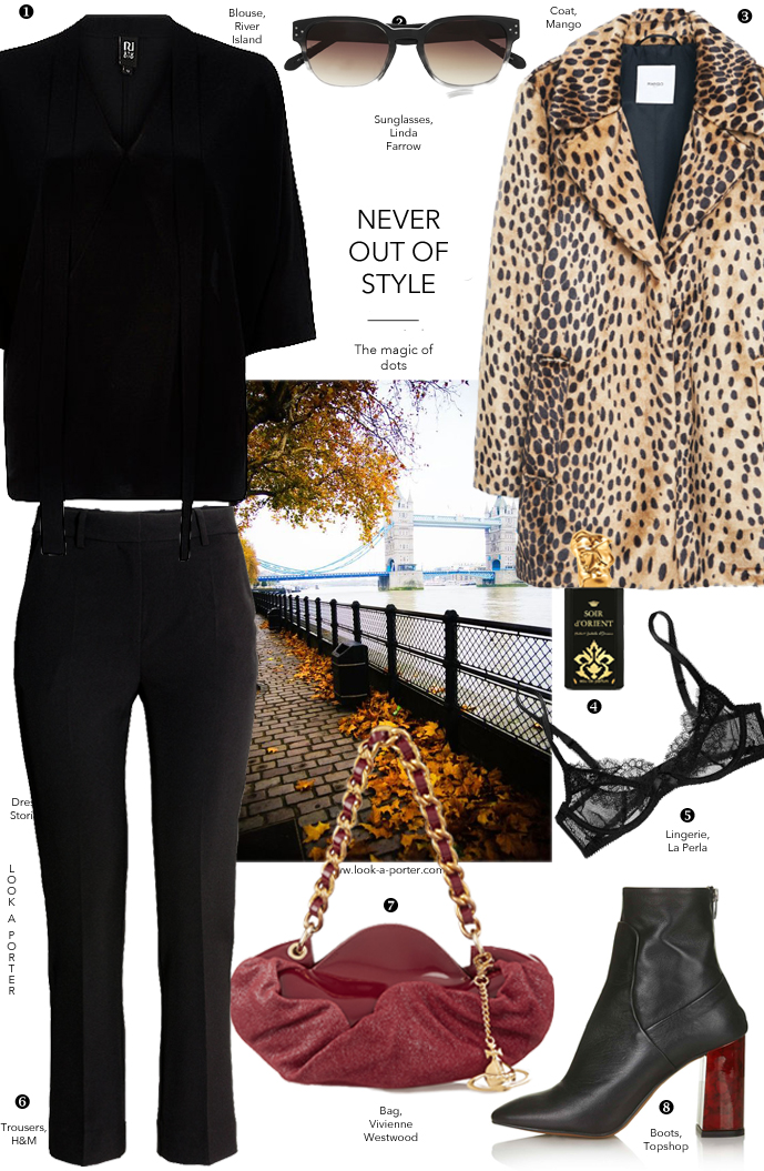 Styling bow-tie blouse, animal prints and cropped trousers, London-inspired / via www.look-a-porter.com style & fashion blog