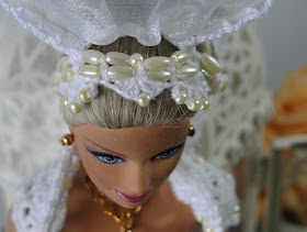 Barbie por Pecunia MM vestido de noiva de crochet véu e grinalda