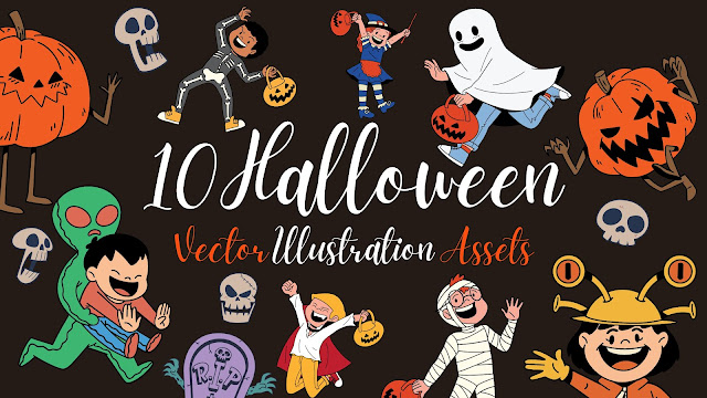 10 The Most Recommended Halloween Vector Illustration Set SVG file