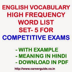 English Vocabulary Important and High Frequency English Words with Hindi Meaning Set - 5