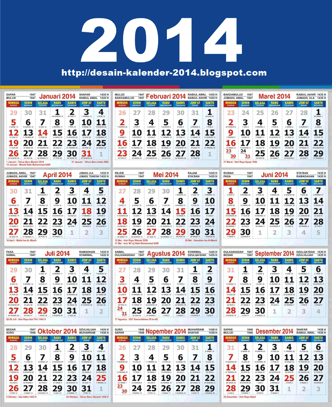 Desain Kalender 2014