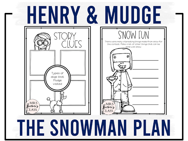 Henry and Mudge and the Snowman Plan book activities unit with literacy printables, lesson ideas, and reading companion activities for First Grade and Second Grade