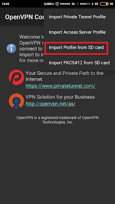 Menu Import from SD Card