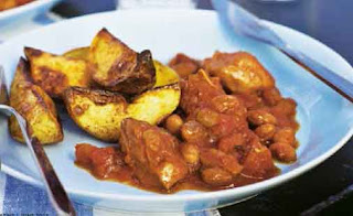 Barbecue Pork with Beans and Potato Wedges